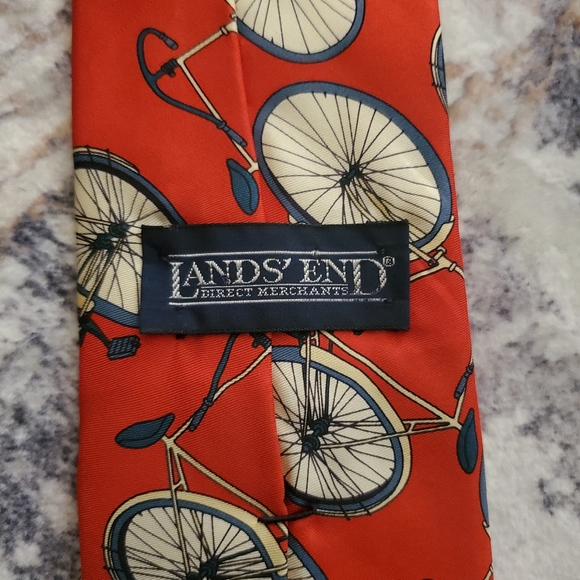 Lands' End Red Silk Men's Bicycle Tie - biking, cycle, Excellent conditi… - Picture 10 of 13